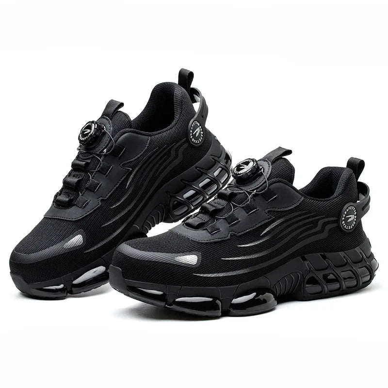 Men’s Steel Toe Work Sneakers – Lightweight, Slip-Resistant, Soft & Adjustable Safety Shoes