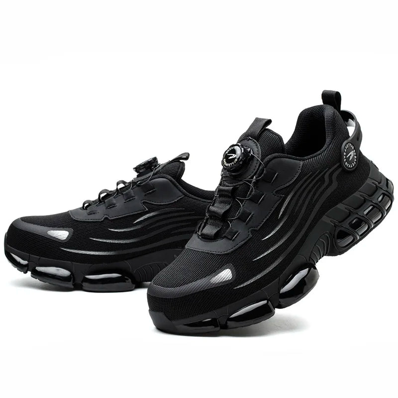 Men’s Steel Toe Work Sneakers – Lightweight, Slip-Resistant, Soft & Adjustable Safety Shoes