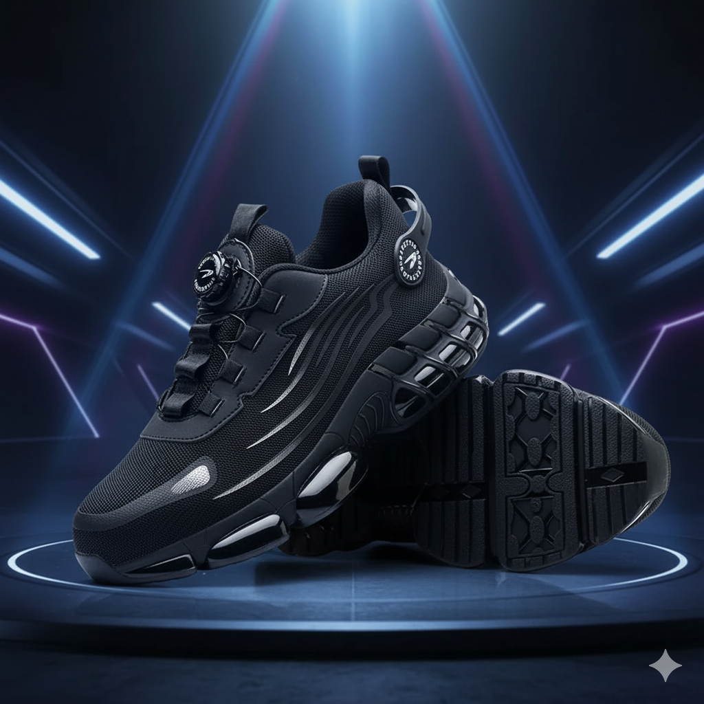 Men’s Steel Toe Work Sneakers – Lightweight, Slip-Resistant, Soft & Adjustable Safety Shoes